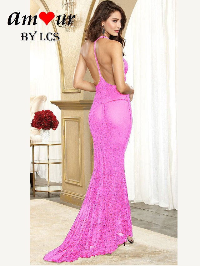 [sexy tback pink gown] - AMOUR Lingerie