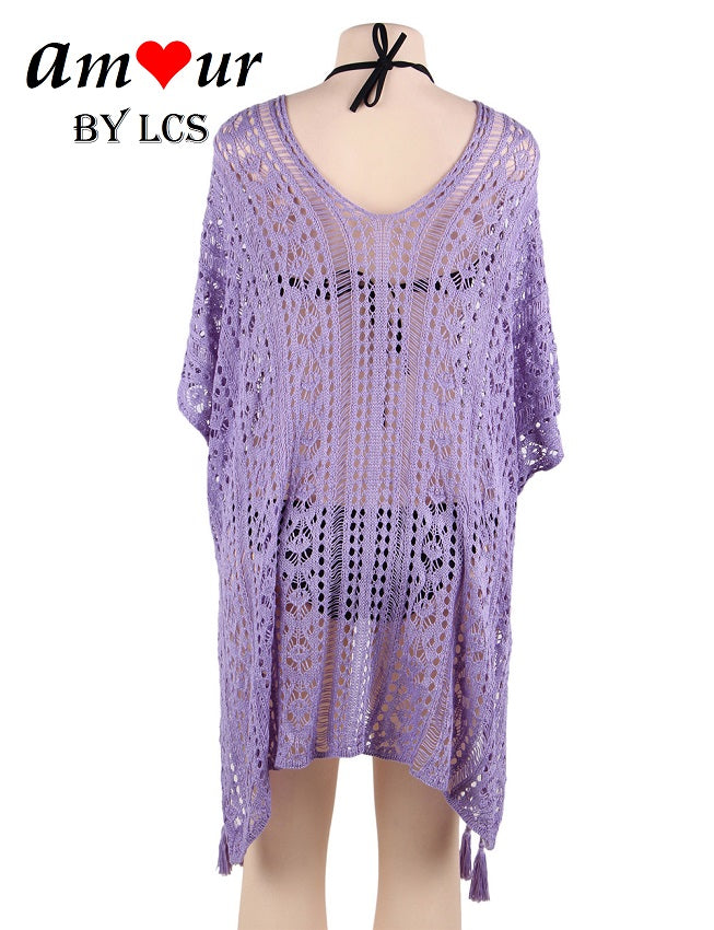 Sexy Flowy Crochet Knit Beach Tunic Dress