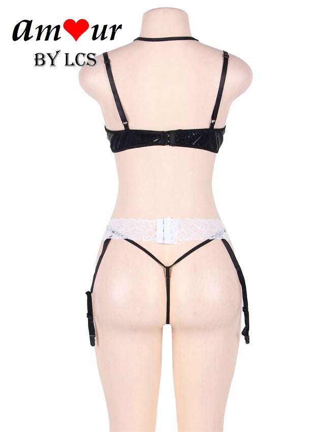 [sexy maid leather lace lingerie] - AMOUR Lingerie