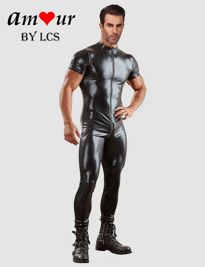 Head Turning Leather Men's Sexy Bodysuit