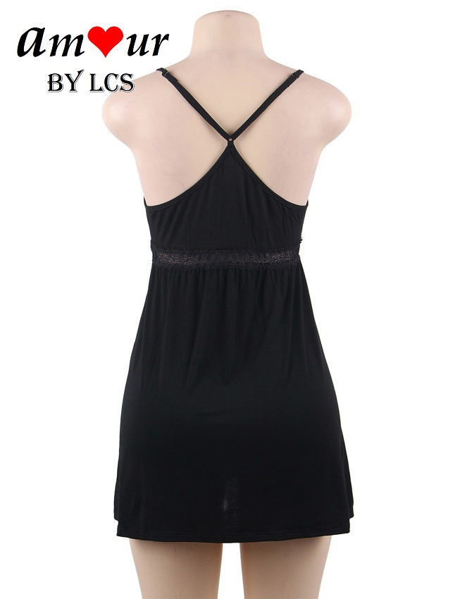 Sexy Crossback Plunging Chemise Pajamas Dress