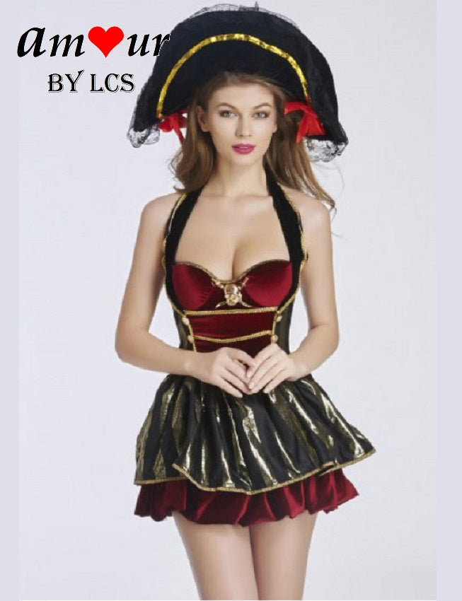 Sexy Naughty Aye Aye Captain Burgundy Cosplay Costume