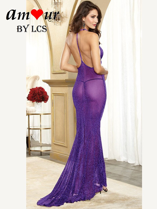 [purple shimmer nightgown] - AMOUR Lingerie