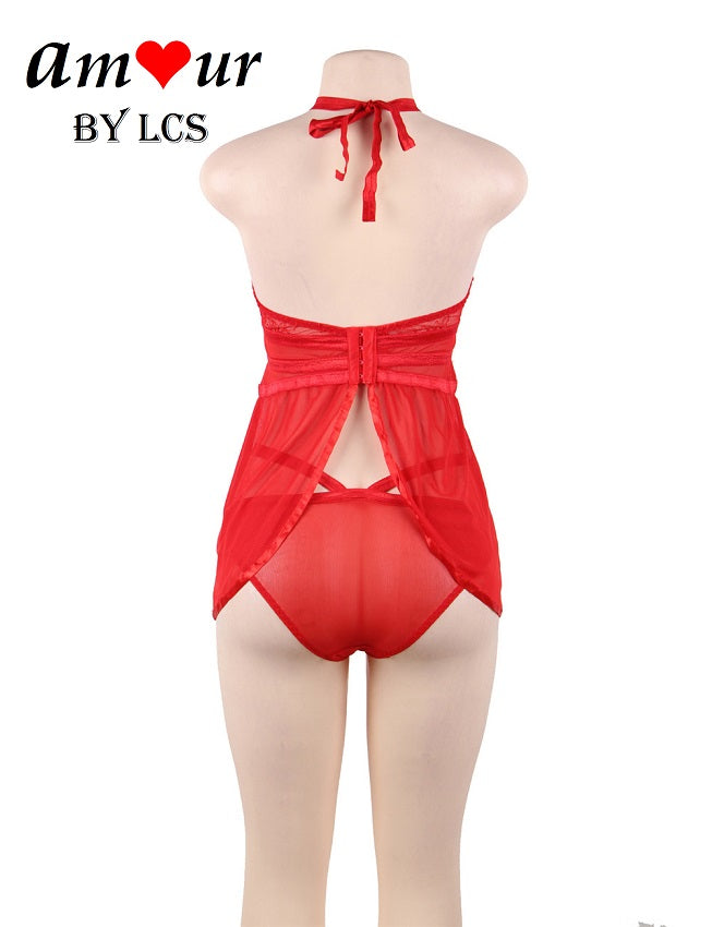 Passionately-In-Love Halter Open Back Babydoll
