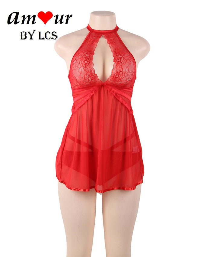 Passionately-In-Love Halter Open Back Babydoll