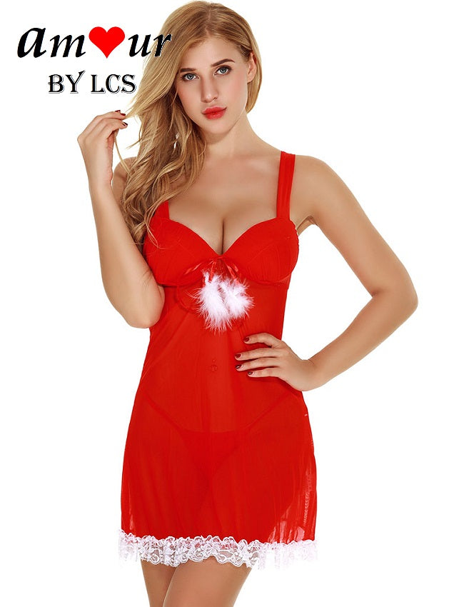 Graceful & Sexy Empire Christmas Lace Chemise