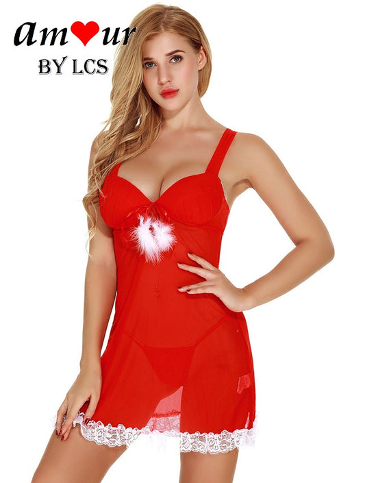 Graceful & Sexy Empire Christmas Lace Chemise