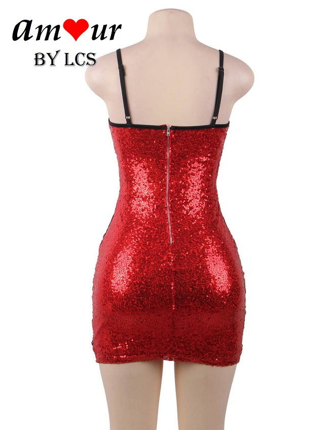 [glittery red zipper dress} - AMOUR Lingerie