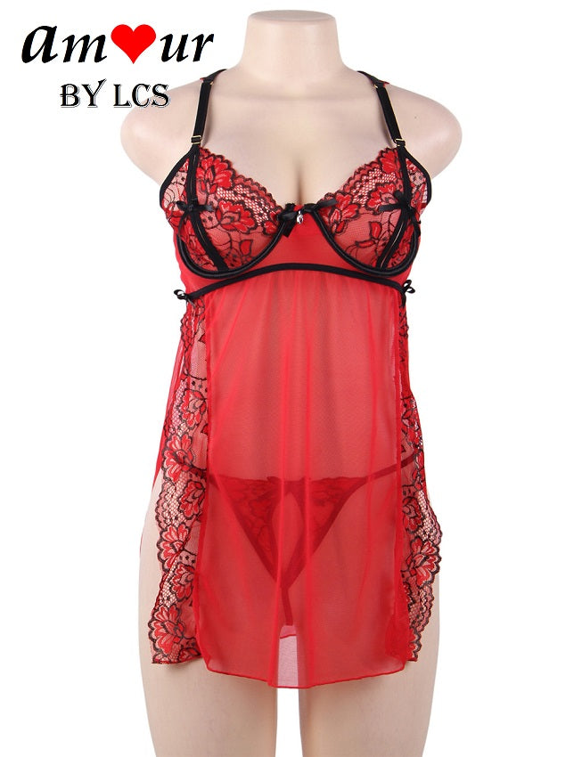 Provocative Halter Chemise with Lacy Side Opening