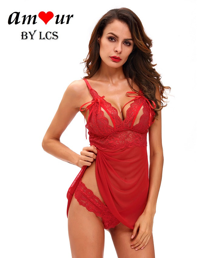 [red peekaboo bust lingerie] - AMOUR Lingerie