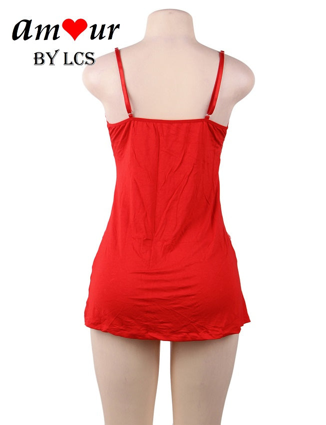 [red chemise on mannequin] - AMOUR Lingerie