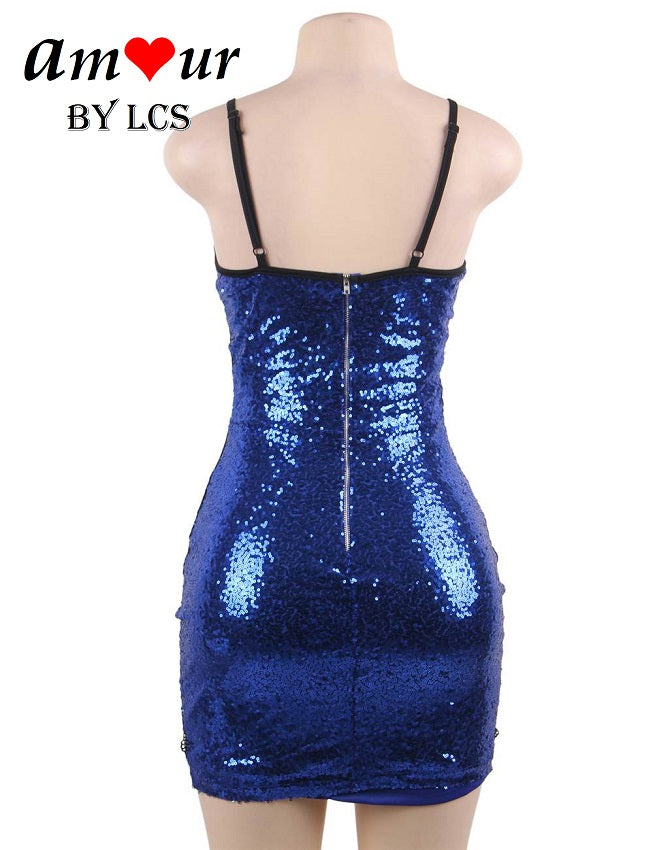 [glitter blue zipper dress} - AMOUR Lingerie