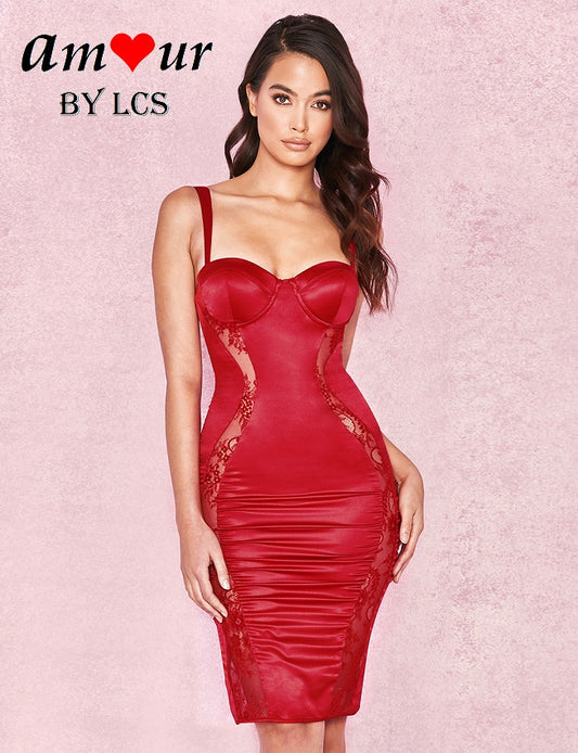 [red faux leather party dress] - AMOUR Lingerie