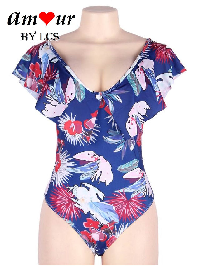 V-Neck Flounce Ruffles Summer Swimsuit
