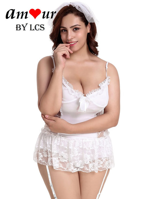 [bridal white lace tail chemise] - AMOUR Lingerie