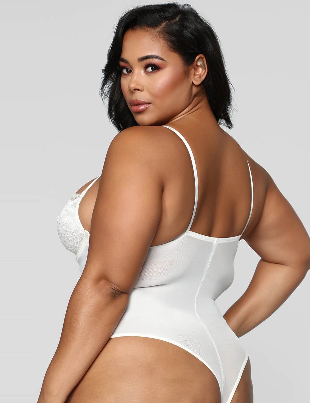plus size white lace bodysuit