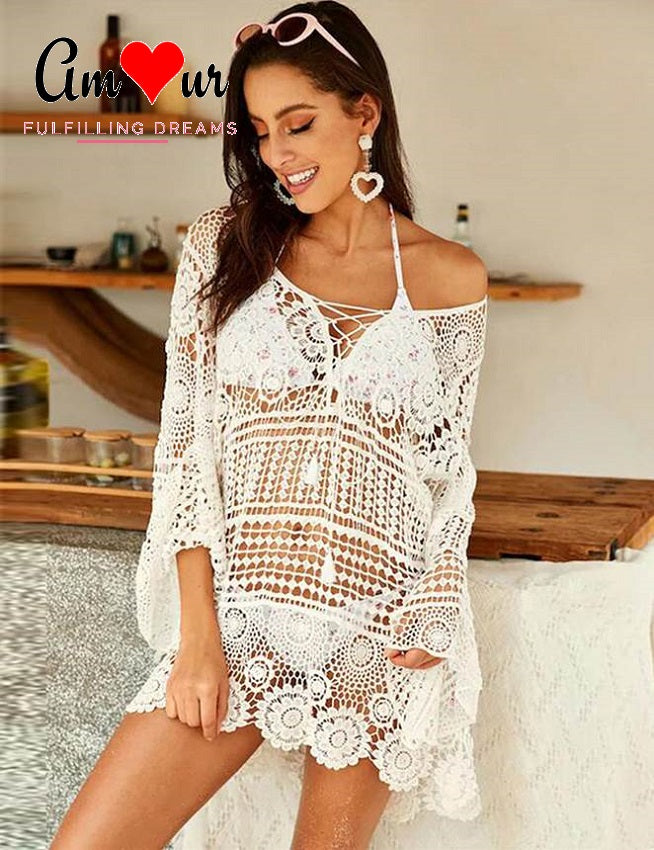 White Crochet Bikini Beach Tunic