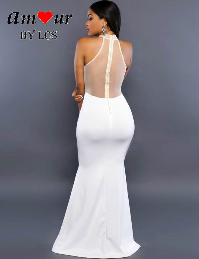 [white lace mermaid evening dress] - AMOUR Lingerie
