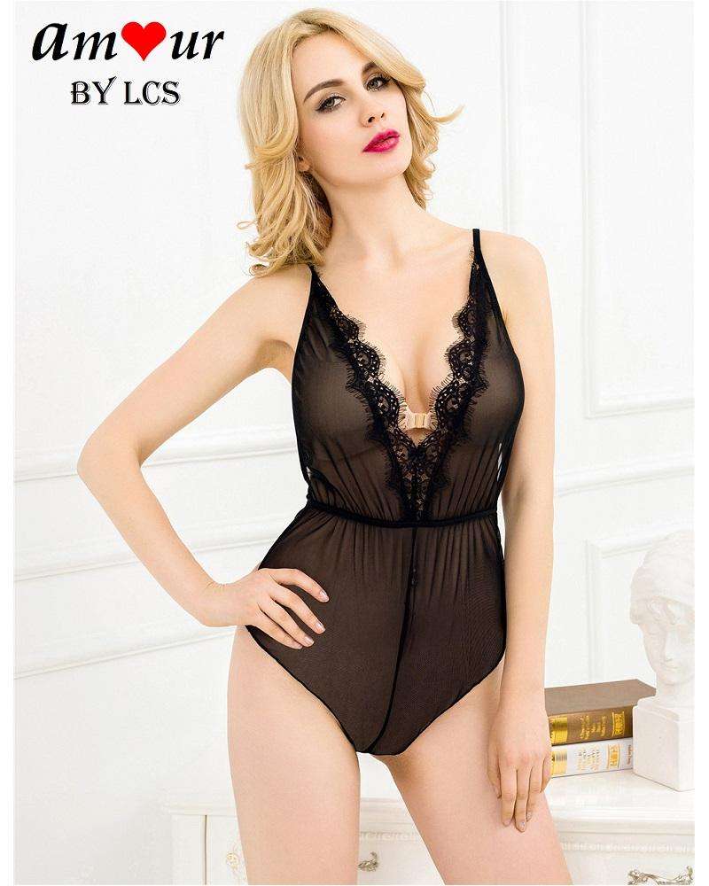 [sexy sheer lace teddy bodysuit] - AMOUR Lingerie