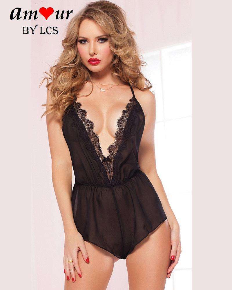 [sexy deep v teddy lingerie] - AMOUR Lingerie