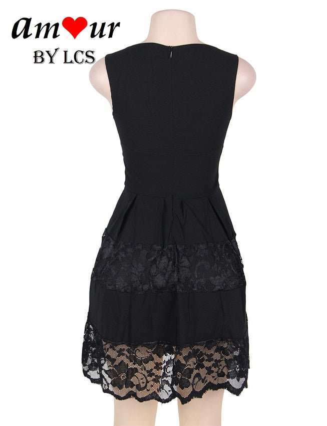 Black dress backview on mannequin - Amour Lingerie
