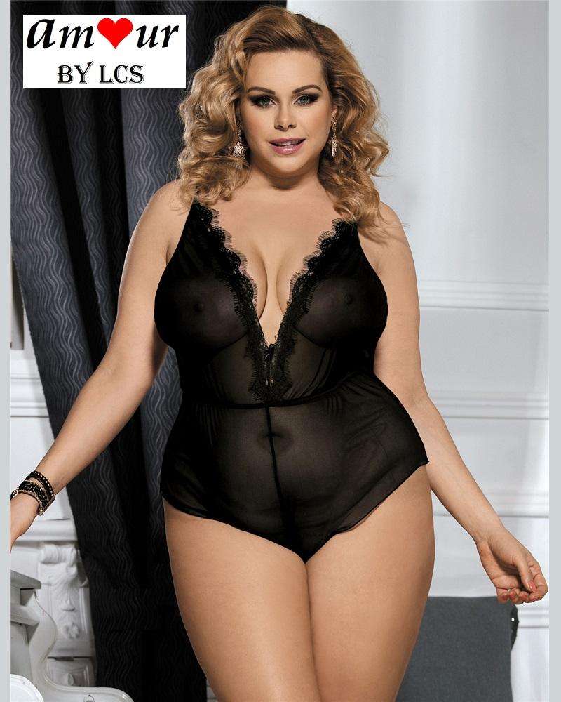 [sexy plus size chiffon teddy] - AMOUR Lingerie